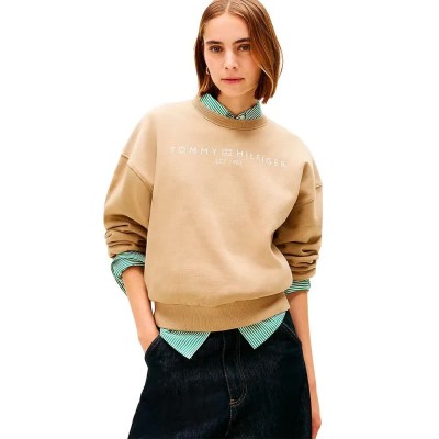 блуза,дамски,блузи,tommy,hilfiger,corp,logo,modern,sweatshirt,beige,(driftwood,taupe)