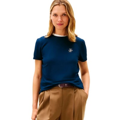 тениска,дамски,тениски,tommy,hilfiger,ww0ww47809,short,sleeve,t,shirt,blue,(dark,night,navy)