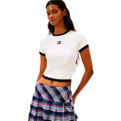 тениска,мъжки,тениски,дамски,тениски,tommy,jeans,dw0dw22575,short,sleeve,t,shirt,white,(ecru)