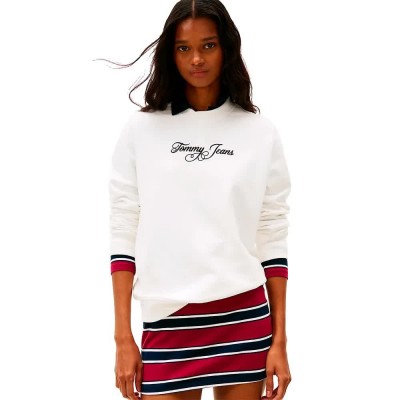 блуза,дамски,блузи,tommy,jeans,ess,logo,1,regular,fit,sweatshirt,white,(ecru)