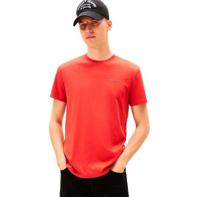 тениска,мъжки,тениски,дамски,тениски,tommy,jeans,linear,chest,slim,fit,short,sleeve,t,shirt,orange,(terracotta,red)