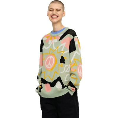 блуза,дамски,пуловери,дамски,плетени,дрехи,santa,cruz,crew,breakers,scribble,knit,sweater,green,(multicolor)