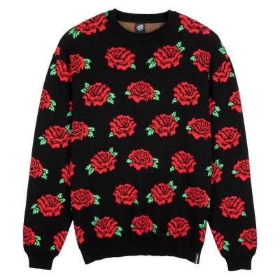 блуза,мъжки,пуловери,santa,cruz,crew,dressen,roses,knit,sweater,black,(roses)