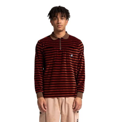 шапка,мъжки,блузи,с,яка,santa,cruz,il,capo,long,sleeve,polo,red,(chocolate,velour,stripe)