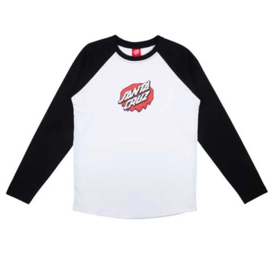 тениска,детски,тениски,santa,cruz,melting,dot,baseball,long,sleeve,t,shirt,white,(black,white)