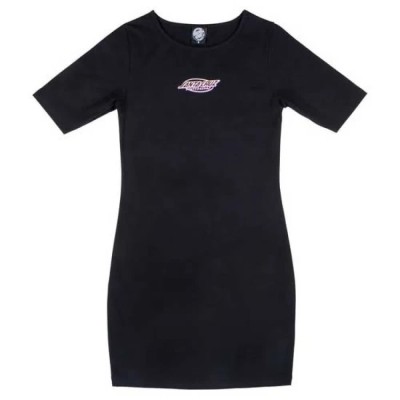 рокля,дамски,поли,и,рокли,santa,cruz,oval,strip,short,sleeve,dress,black,(black)
