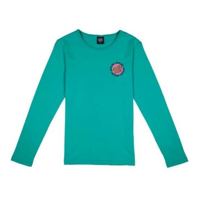 тениска,дамски,тениски,santa,cruz,ringed,dot,long,sleeve,t,shirt,green,blue,(aqua)
