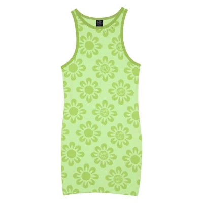 рокля,дамски,поли,и,рокли,santa,cruz,strip,racer,sleeveless,dress,green,(green,flowers)