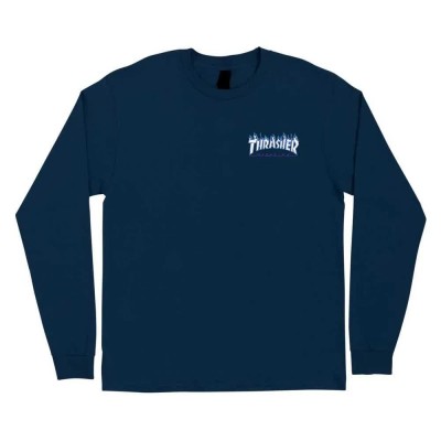 тениска,мъжки,тениски,дамски,тениски,santa,cruz,thrasher,flame,dot,midweight,long,sleeve,t,shirt,blue,(navy)