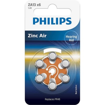 батерии,philips,zinc,air,za13,pr48,air,earbud,batteries,pack,6,multicolor