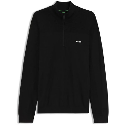 блуза,мъжки,пуловери,дамски,пуловери,boss,momentum,10273969,green,half,zip,sweater,black,(black)