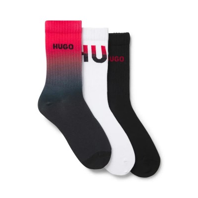 чорапи,мъжки,чорапи,hugo,rib,rising,10276024,crew,socks,3,pairs,white,black,(open,pink)