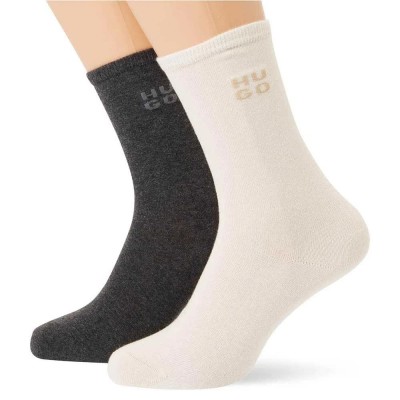 чорапи,дамски,чорапи,hugo,uni,logo,10274796,01,crew,socks,2,pairs,white,grey,(medium,grey)