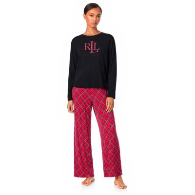 пижама,дамски,пижами,lauren,by,ralph,lauren,iln92466,pyjama,black,pink,(black,plaid)