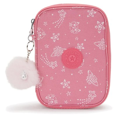 канцеларски,принадлежности,kipling,100,pens,pencil,case,pink,(glitter,cats)