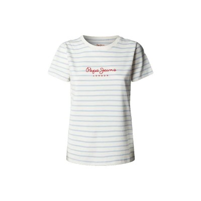 тениска,мъжки,тениски,дамски,тениски,pepe,jeans,mae,striped,short,sleeve,t,shirt,blue,(white)