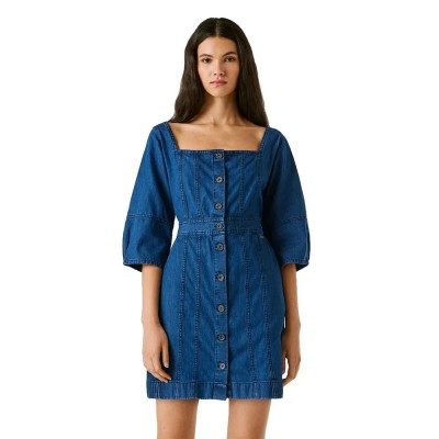 рокля,дамски,поли,и,рокли,pepe,jeans,pip,short,sleeve,short,dress,blue,(denim)