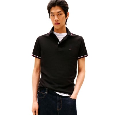 мъжки,блузи,с,яка,tommy,hilfiger,tipped,slim,fit,short,sleeve,polo,black