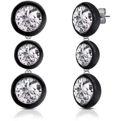 бижутерия,ops,objects,wonder,3,stone,earrings,black