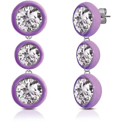 бижутерия,ops,objects,wonder,3,stone,earrings,violet