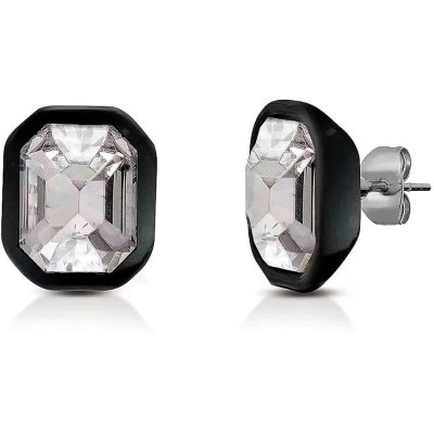 бижутерия,ops,objects,wonder,single,stone,rectangular,earrings,black