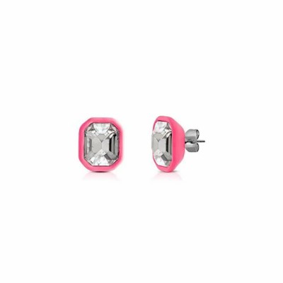 бижутерия,ops,objects,wonder,single,stone,rectangular,earrings,fuchsia