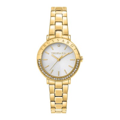 часовник,часовници,trussardi,r2453125503,watch,golden,white,guilloche