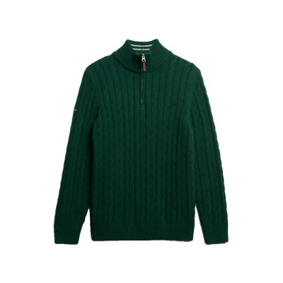 блуза,мъжки,пуловери,superdry,cotton,classic,cable,half,zip,sweater,green,(forest,green)