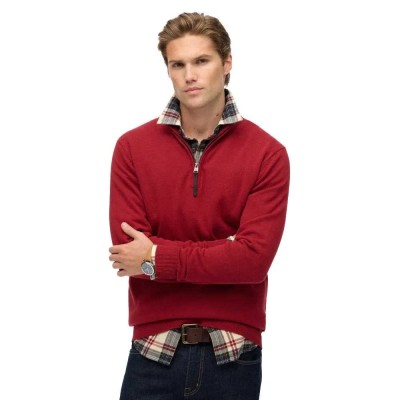 блуза,мъжки,пуловери,superdry,essentials,half,zip,sweater,carmine,red,marl