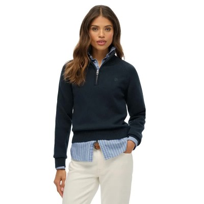 блуза,дамски,блузи,superdry,essentials,slim,knit,half,zip,sweatshirt,blue,(eclipse,navy)