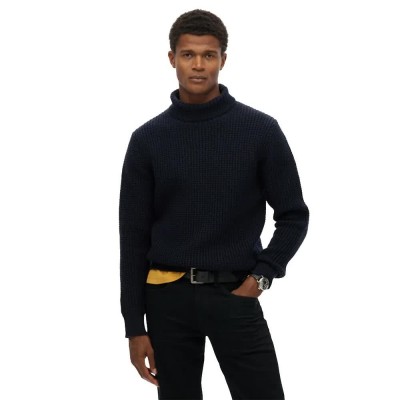 блуза,мъжки,пуловери,superdry,merchant,textured,roll,neck,high,neck,sweater,blue,(navy)
