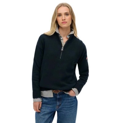 блуза,дамски,пуловери,дамски,плетени,дрехи,superdry,slouchy,knitted,half,zip,sweater,eclipse,navy