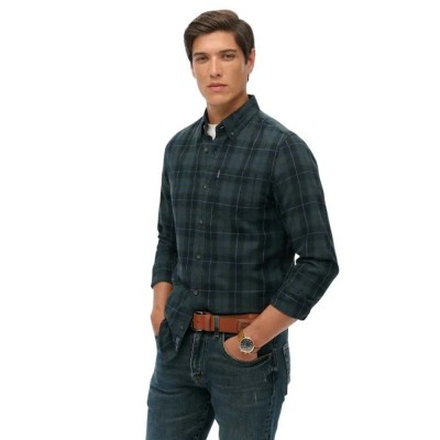 карирана,риза,мъжки,ризи,superdry,vintage,check,shirt,green,(hoxton,check,navy,green)