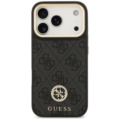 други,аксесоари,guess,4g,strass,logo,metal,buttons,magsafe,iphone,17,pro,phone,case,black,(black)