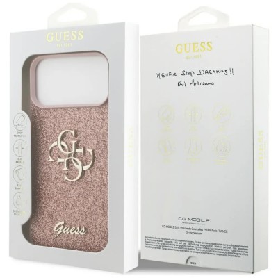 други,аксесоари,guess,fixed,glitter,big,4g,iphone,17,pro,max,phone,case,pink,(pink)