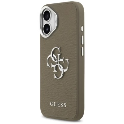 други,аксесоари,guess,grained,big,4g,classic,logo,iphone,17,pro,phone,case,brown,(brown)