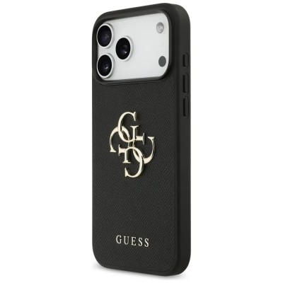 други,аксесоари,guess,grained,big,4g,&,classic,logo,iphone,17,pro,max,phone,case,black,(black)