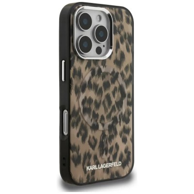 други,аксесоари,karl,lagerfeld,iml,leopard,pattern,magsafe,iphone,16,pro,max,phone,case,brown,(brown)