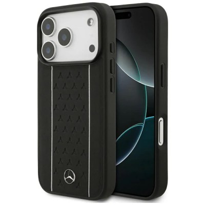 други,аксесоари,mercedes,leather,star,pattern,stripes,magsafe,iphone,17,pro,phone,case,black,(black)