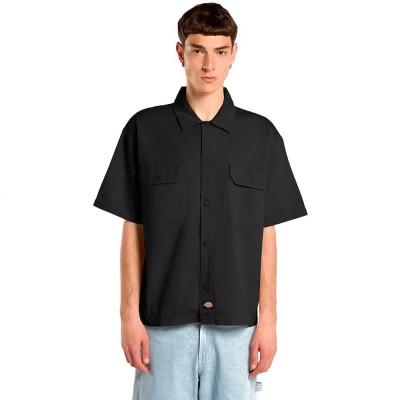 риза,с,къс,ръкав,дамски,ризи,мъжки,ризи,dickies,247,garment,dyed,work,short,sleeve,shirt,black,(black)