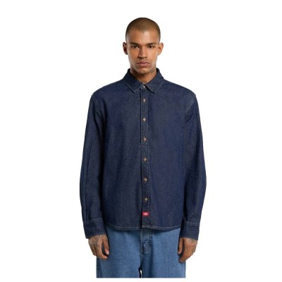 риза,с,дълъг,ръкав,мъжки,ризи,dickies,lightweight,denim,long,sleeve,shirt,blue,(dark,indigo)