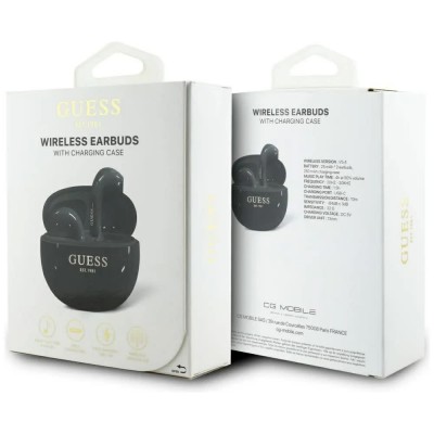 слушалки,слушалки,guess,classic,logo,wireless,earphones,black