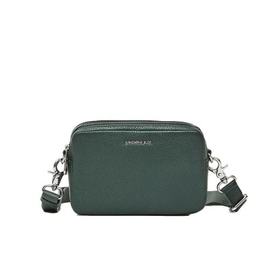 чанти,за,през,рамо,mandarina,duck,mellow,leather,camera,flat,crossbody,pine,green