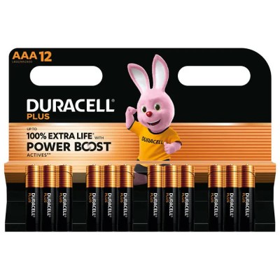 батерии,duracell,plus,power,boost,dpblr3b12,1.5v,aaa,alkaline,batteries,12,units,pink,(black)