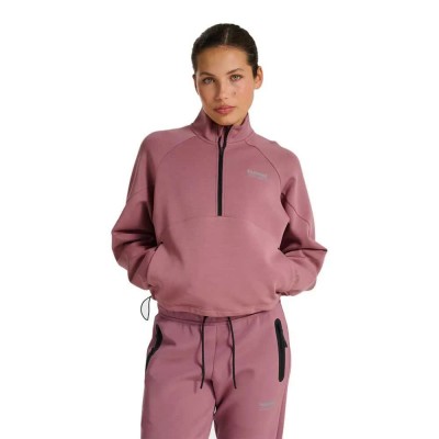 поларена,блуза,дамски,блузи,hummel,tech,fleece,boxy,half,zip,sweatshirt,pink,(wistful,mauve)