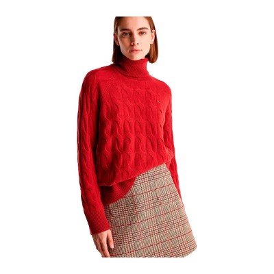 блуза,дамски,пуловери,дамски,плетени,дрехи,tommy,hilfiger,ww0ww46791,high,neck,sweater,red,(red)