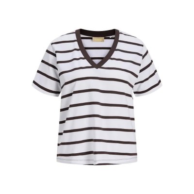 тениска,мъжки,тениски,дамски,тениски,jack,&,jones,annie,reg,jjxx,short,sleeve,v,neck,t,shirt,white,(seal,brown,stripes,bright,white)