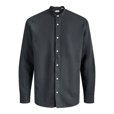 риза,с,дълъг,ръкав,дамски,ризи,мъжки,ризи,jack,&,jones,breeze,band,linen,blend,long,sleeve,shirt,black,(black)