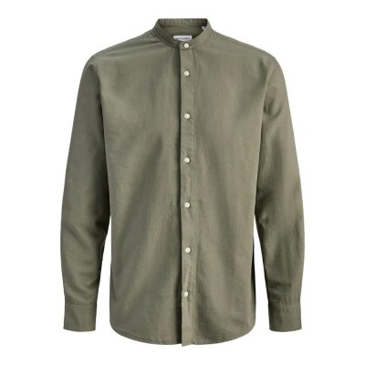 риза,с,дълъг,ръкав,дамски,ризи,мъжки,ризи,jack,&,jones,breeze,band,linen,blend,long,sleeve,shirt,green,(dusty,olive)