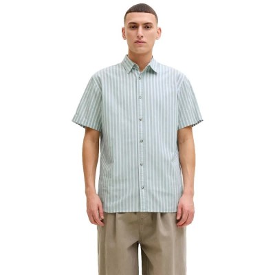 риза,с,къс,ръкав,дамски,ризи,мъжки,ризи,jack,&,jones,chad,oxford,stripe,short,sleeve,shirt,green,(granite,green)
